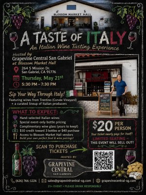(image for) A Taste of Italy Wine Tasting Event at Blossom Market Hall