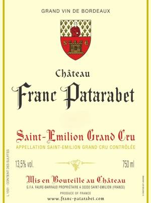 (image for) 2019 Chateau Franc Patarabet, St. Emilion Grand Cru 375ml