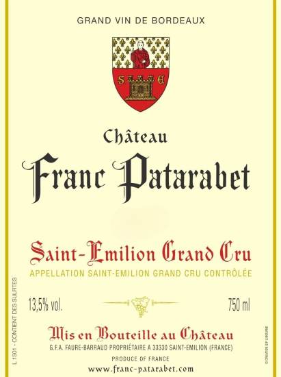 (image for) 2019 Chateau Franc Patarabet, St. Emilion Grand Cru 375ml