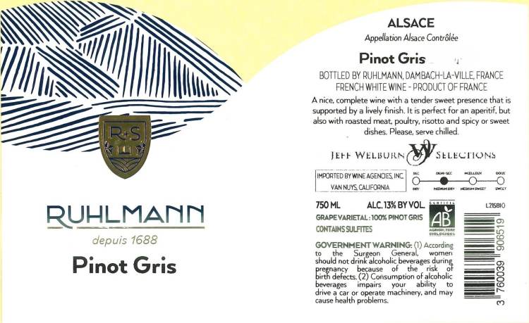 (image for) 2022 Domaine Ruhlmann Pinot Gris, Organic