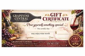 (image for) Twenty-Five Dollar Grapevine Central San Gabriel Gift Certificate
