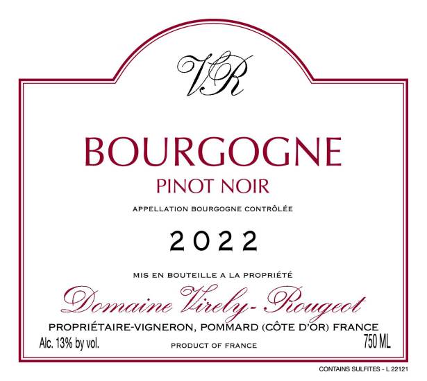 (image for) 2022 Domaine Virely-Rougeot, Bourgogne Rouge