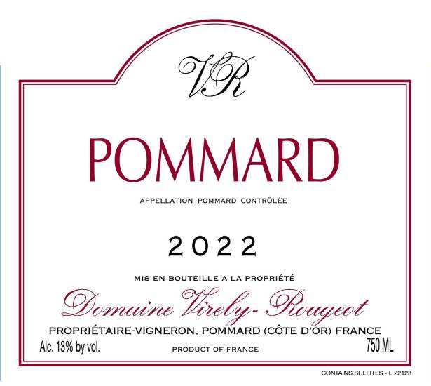 (image for) 2022 Domaine Virely-Rougeot, Pommard